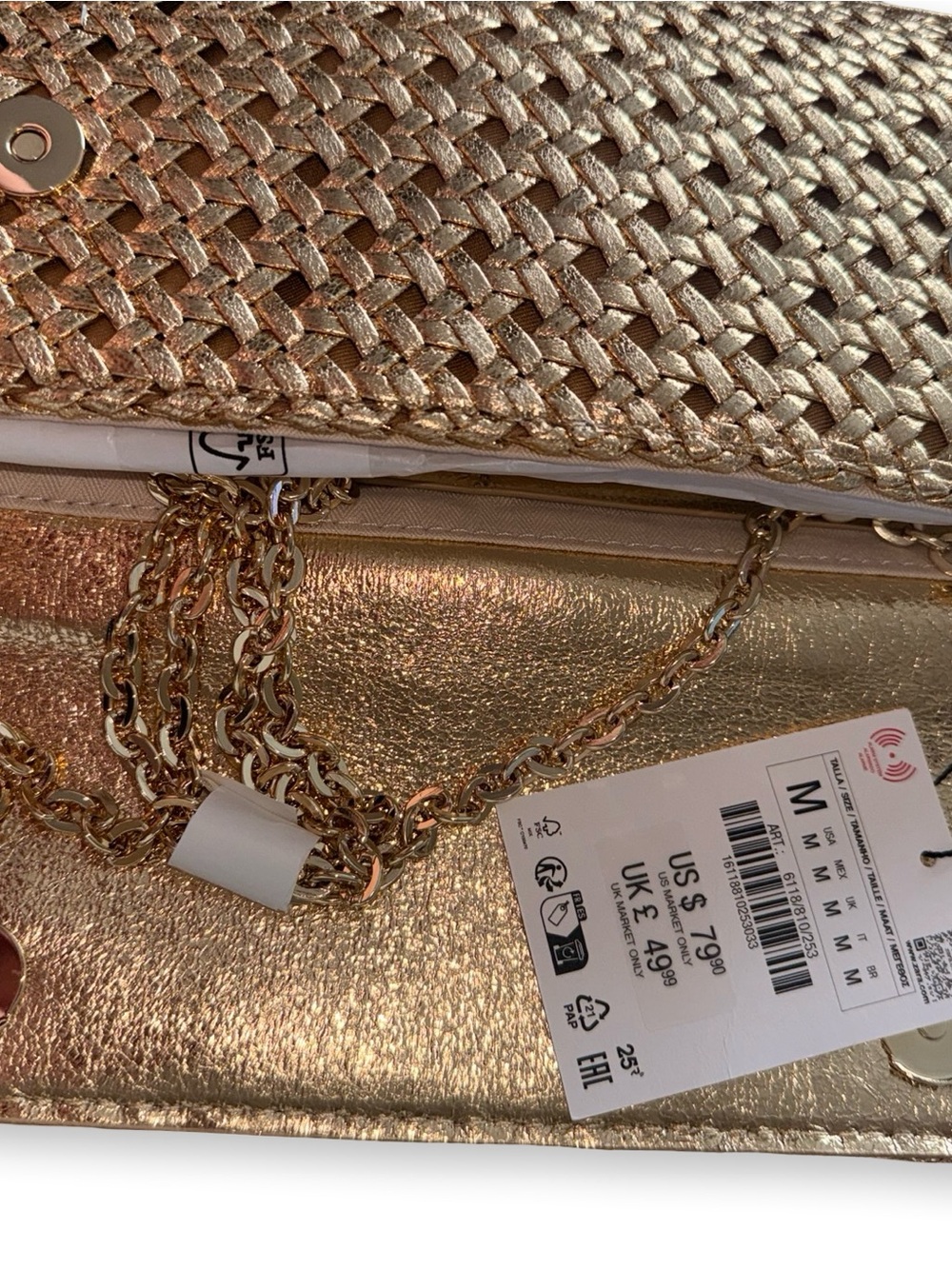 Zara Gold Braided Handle Clutch - Picture 3 of 5